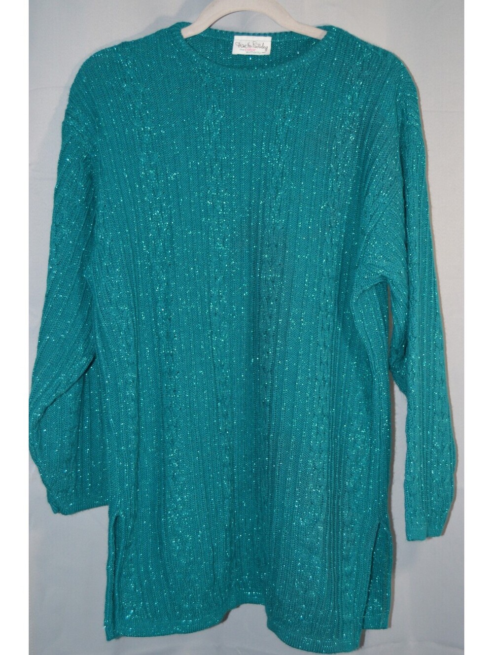 Teal shimmer knit tunic sweater